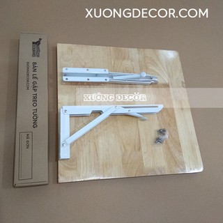 Bộ bàn gấp treo tường cho nhà bếp 40x40cm dầy 18mm , 2 mẫu bản lề gập chịu lực 40k và 50kg-70kg