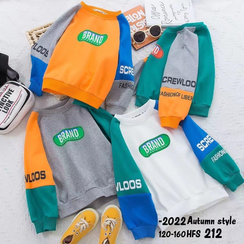 ÁO COTTON DA CÁ DÀI TAY PHỐI MÀU BÉ TRAI SIZE 20KG ->40KG