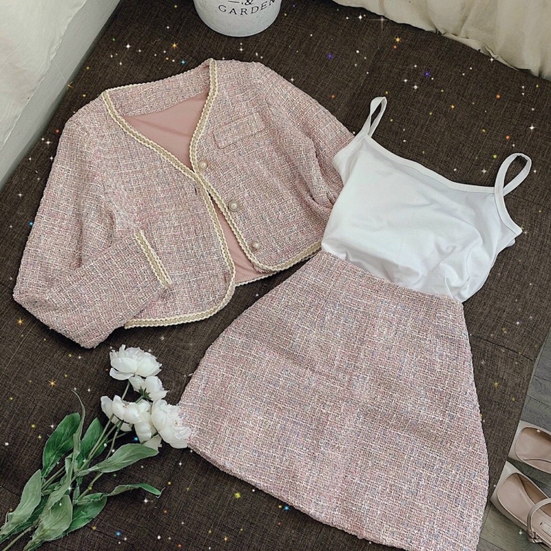 Đầm nữ áo 2 dây kèm khoác,set đồ đi chơi siẻu xinh xịn mịn cho bạn gái,chất liệu dạ bố hot trend cho giới trẻ