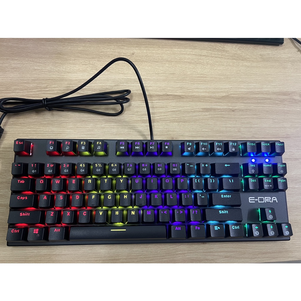 Phím cơ Edra EK3087 MÀU ĐEN, ĐÈN LED ĐỔI MÀU NHIỀU CHẾ ĐỘ, CHÍNH HÃNG BẢO HÀNH 12 THÁNG