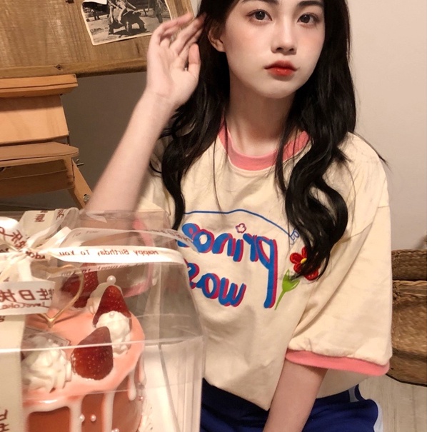 Áo thun SUXI tay ngắn cổ tròn in chữ đơn giản thời trang mùa hè cho nữ