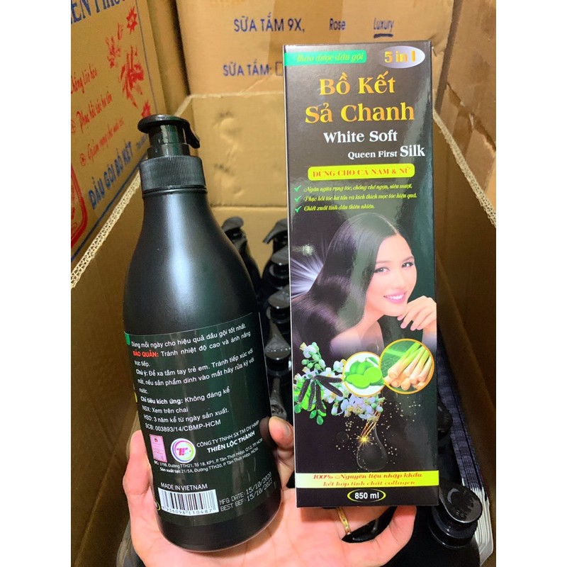 Dầu gội đầu bồ kết sả chanh 800-850ml chính hãng công ty thiên lộc thành