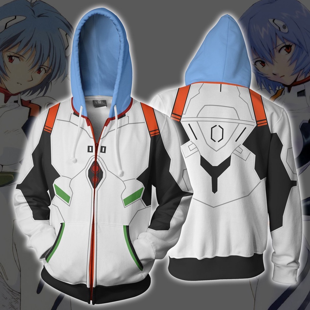 Áo khoác khóa kéo in hình Evangelion 3D thời trang