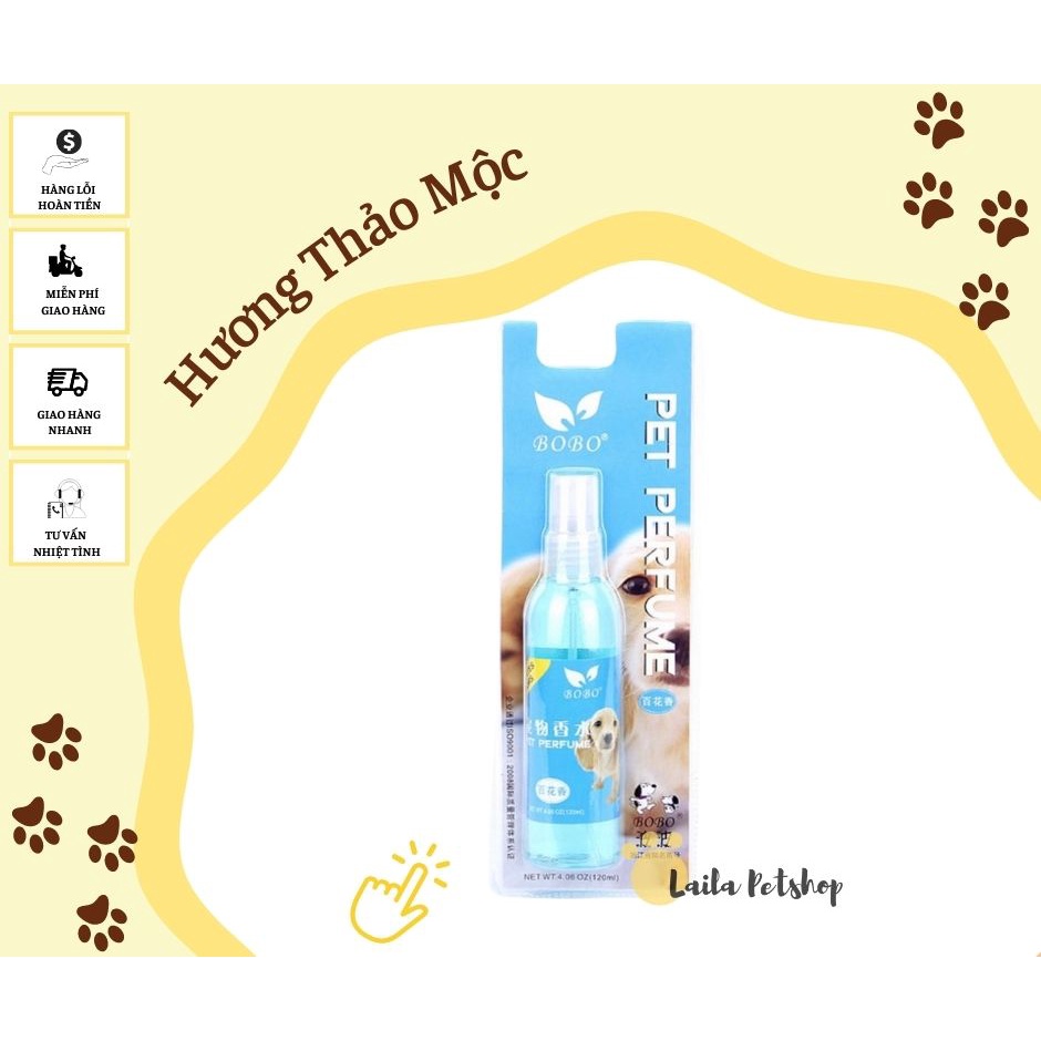 Nước Hoa Cho Chó Mèo Khử Mùi BOBO PET Perfume 120ml - Laila Petshop