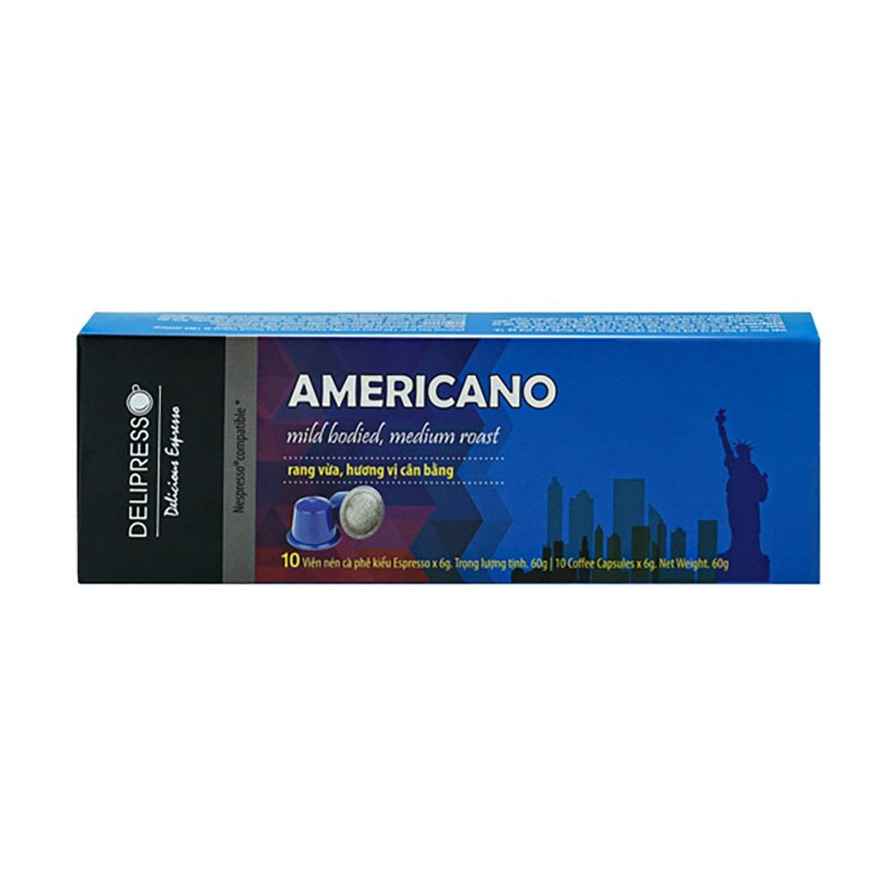 Cà Phê Viên Nén - Capsules - Delipresso - Americano - 10 viên x 6g - Phương Vy Coffee