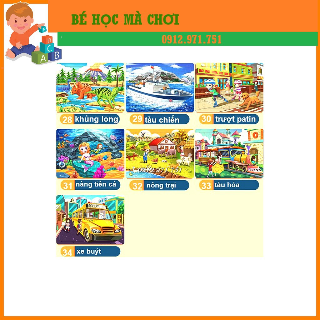 [Bán giá gốc] - Tranh xếp hình gỗ Puzzle 60 pcs có bảng gỗ kèm theo ( LINK 2)