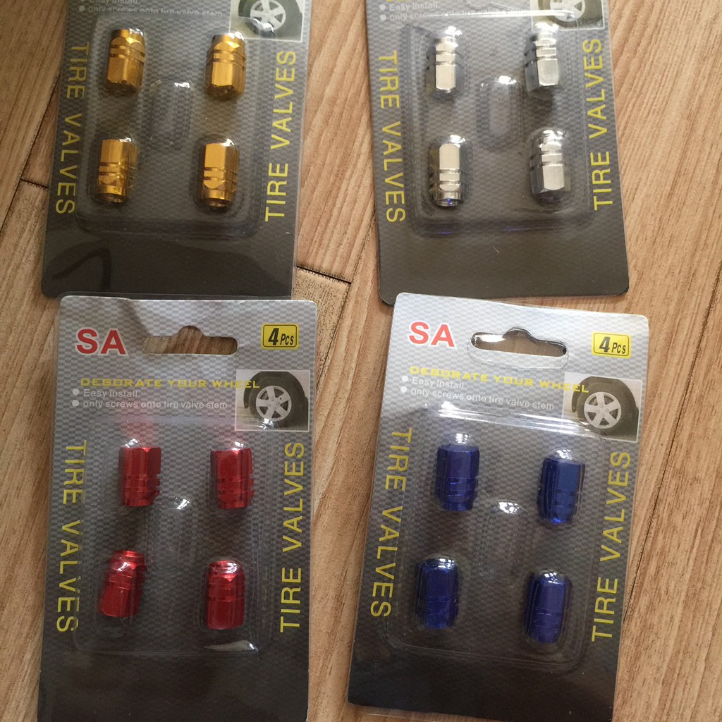 Nắp van lốp xe ô tô xe máy - bộ 4 nắp van bằng nhôm