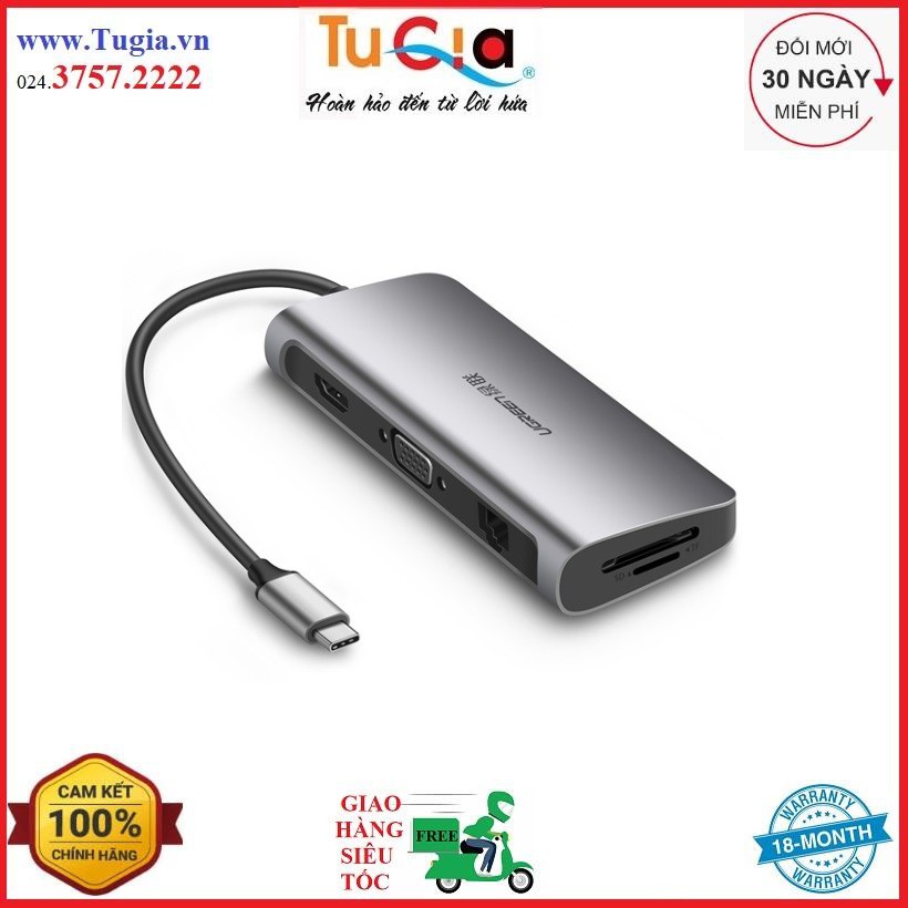 Hub USB C Multi HDMI 4K, Enthernet, USB 3.0, PD, TF, SD Ugreen CM179 40873 - Hàng Chính Hãng