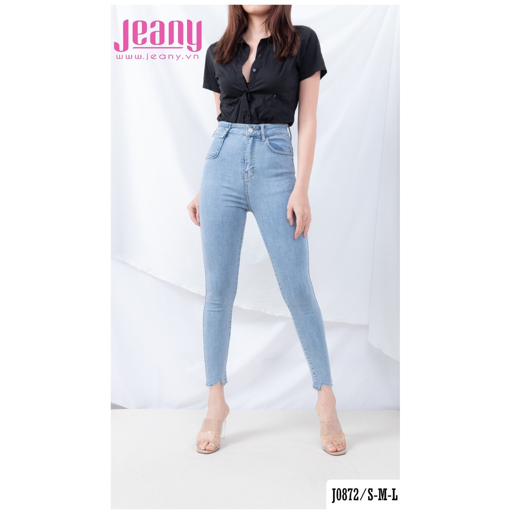 Quần Jean Skinny Lưng Cao Gấu Cắt J0872 - Jeany