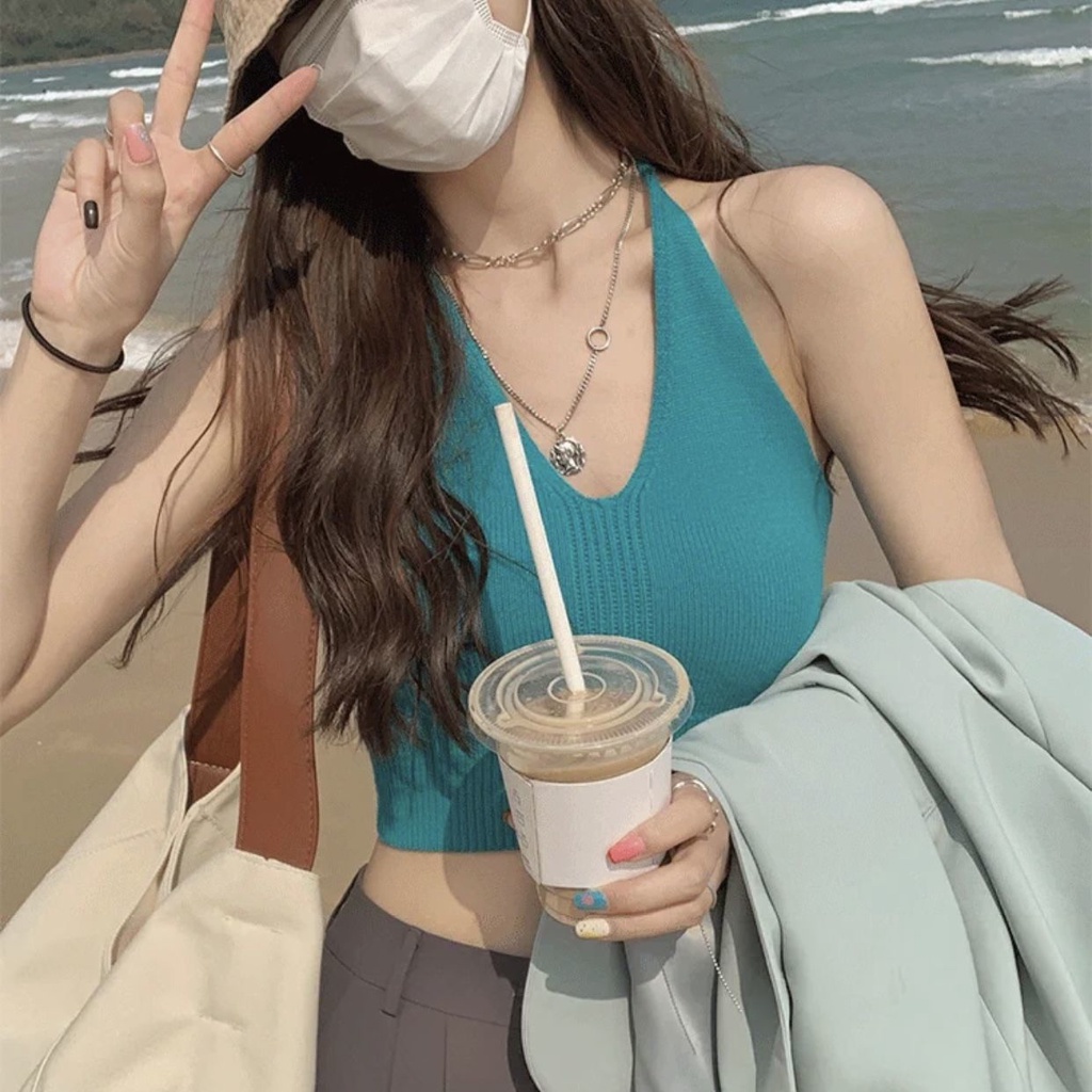 Áo kiểu COZOKC không tay hở lưng đơn giản quyến rũ cho nữ