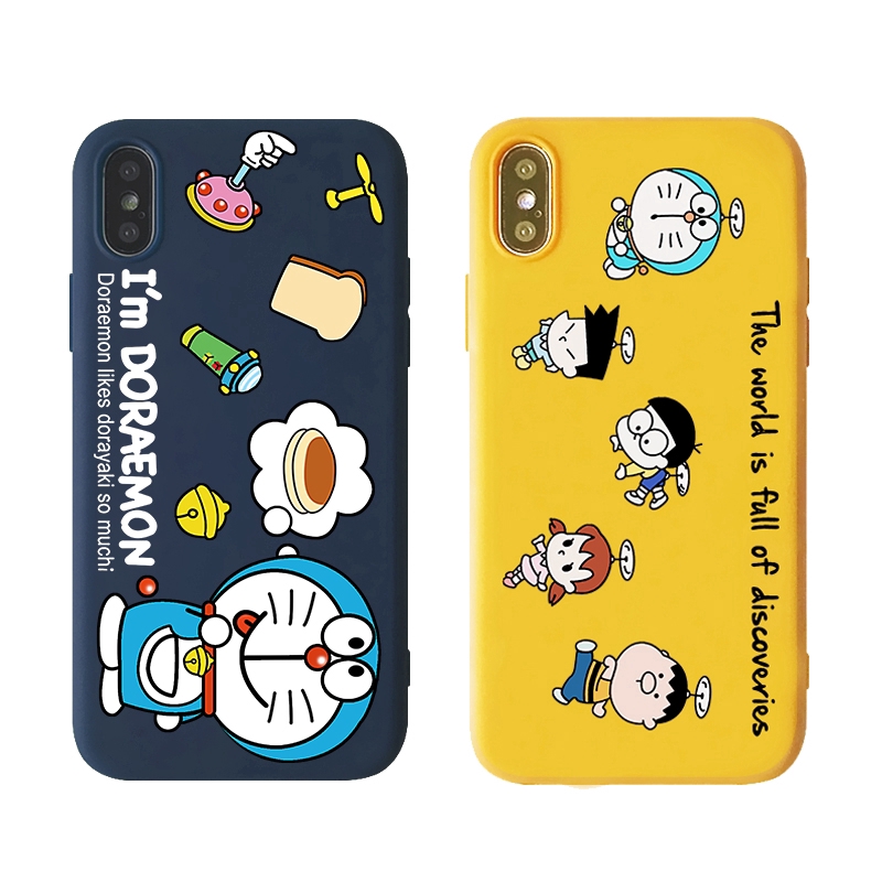 Ốp lưng silicone hoạt tiết hoạt hình cho iPhone 6 6s 7 8 Plus X XS XR XSMax Cartoon Doraemon Robot Cat Case