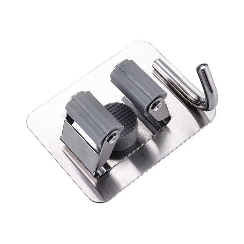 Móc Treo Cây Lau Nhà , Chổi Lau Nhà INOX304 Cao Cấp Dán Tường Có Móc Khăn
