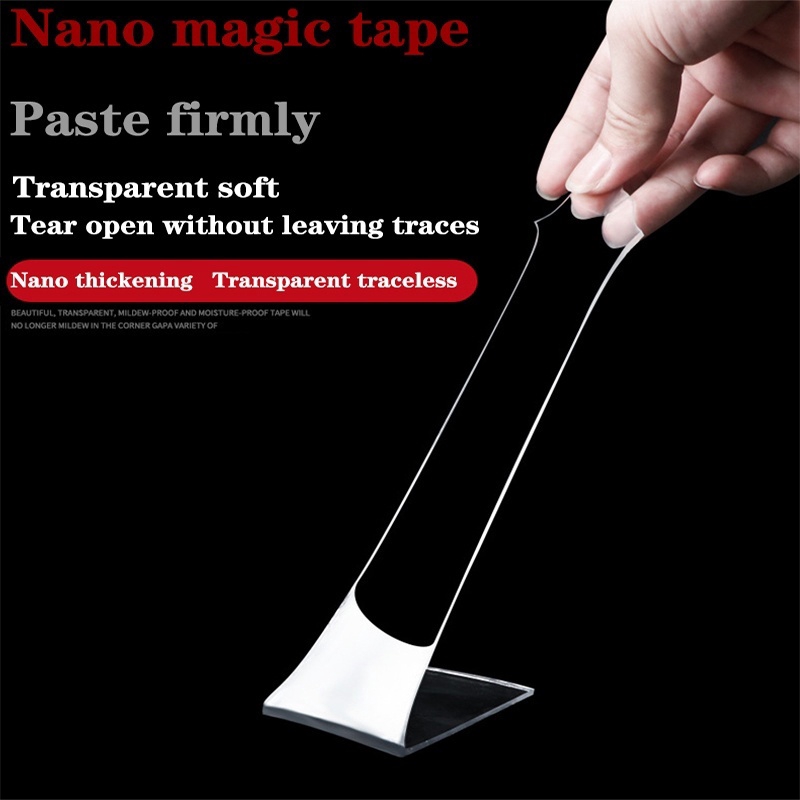 Cuộn Băng Keo Hai Mặt Nano Trong Suốt Chống Thấm Nước Có Thể Tái Sử Dụng Kích Thước 1 / 3 / 5m