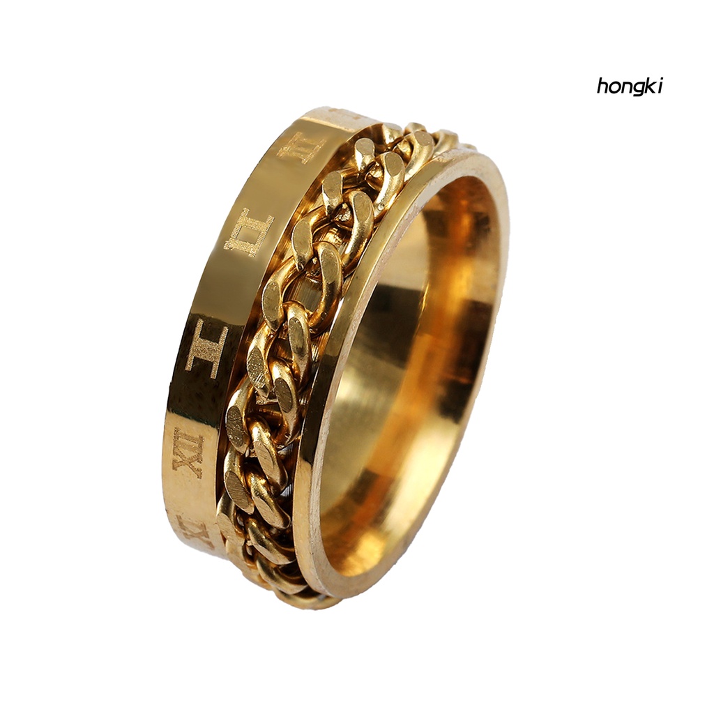 Nhẫn Thép Không Gỉ Khắc Số La Mã Thời Trang Cho Nam