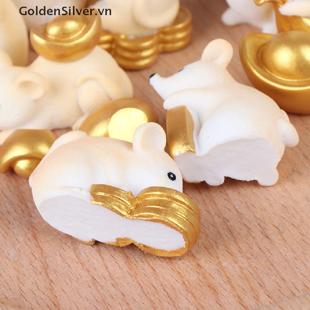 Mô Hình Chú Chuột Vàng Thu Nhỏ Dễ Thương Trang Trí Sân Vườn 2020