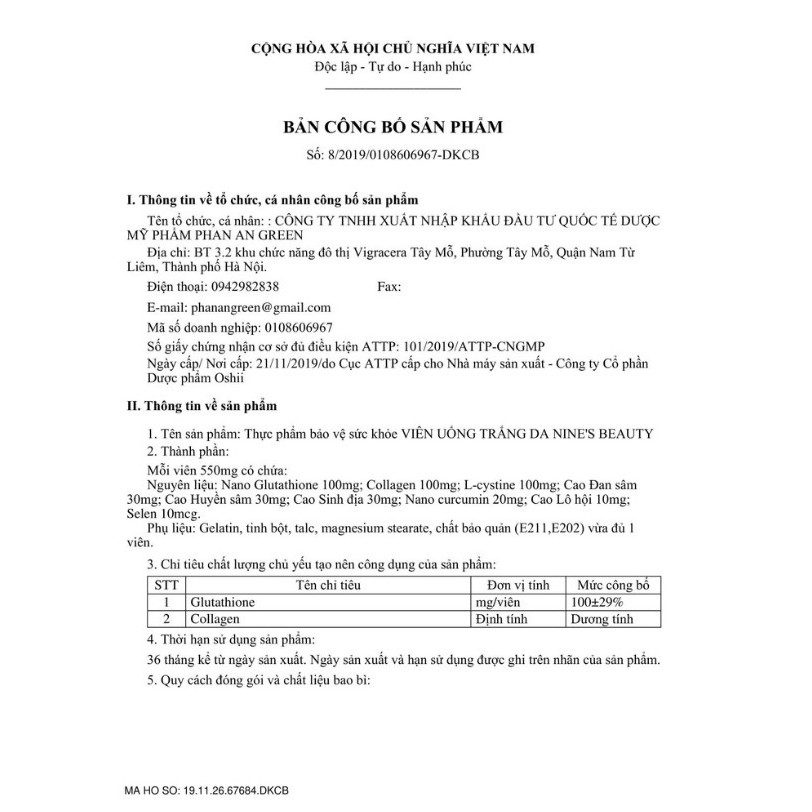 Viên uống trắng da Nines Beauty | BigBuy360 - bigbuy360.vn