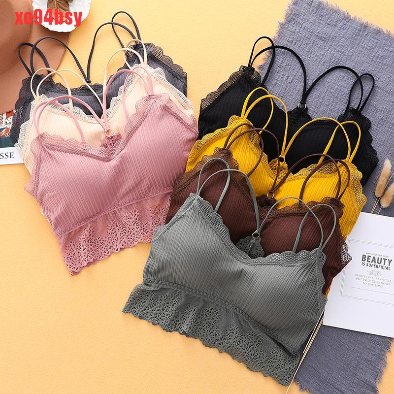 [xo94bsy]Women Push Up Wireless Lace Bra Top Women Bralette Underwear Lingerie Crop Top