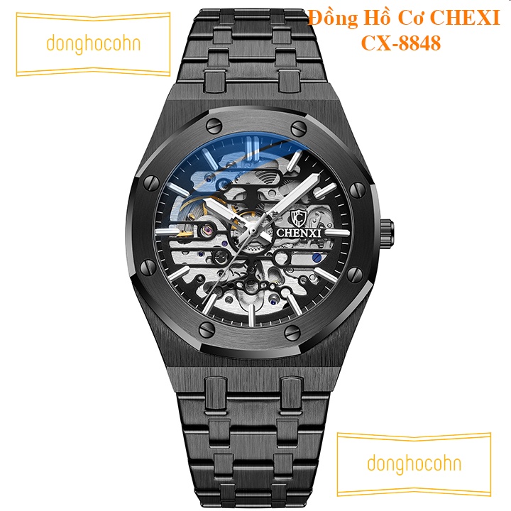 Đồng hồ cơ nam Chenxi dây thép lộ máy tự động cao cấp CX-8848