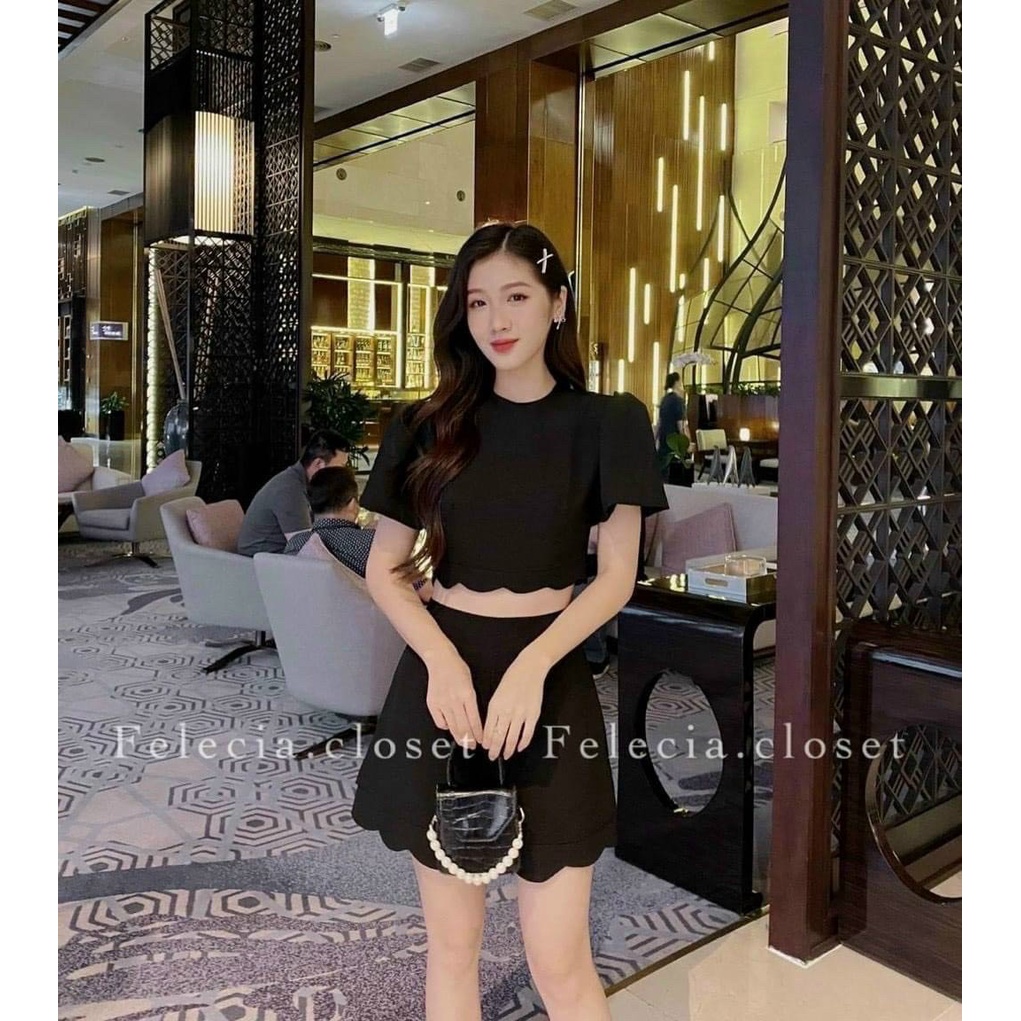 Sét đồ bộ nữ áo cột nơ sau lai bèo tôn dáng trẻ trung sang trọng thanh lịch siêu xinh
