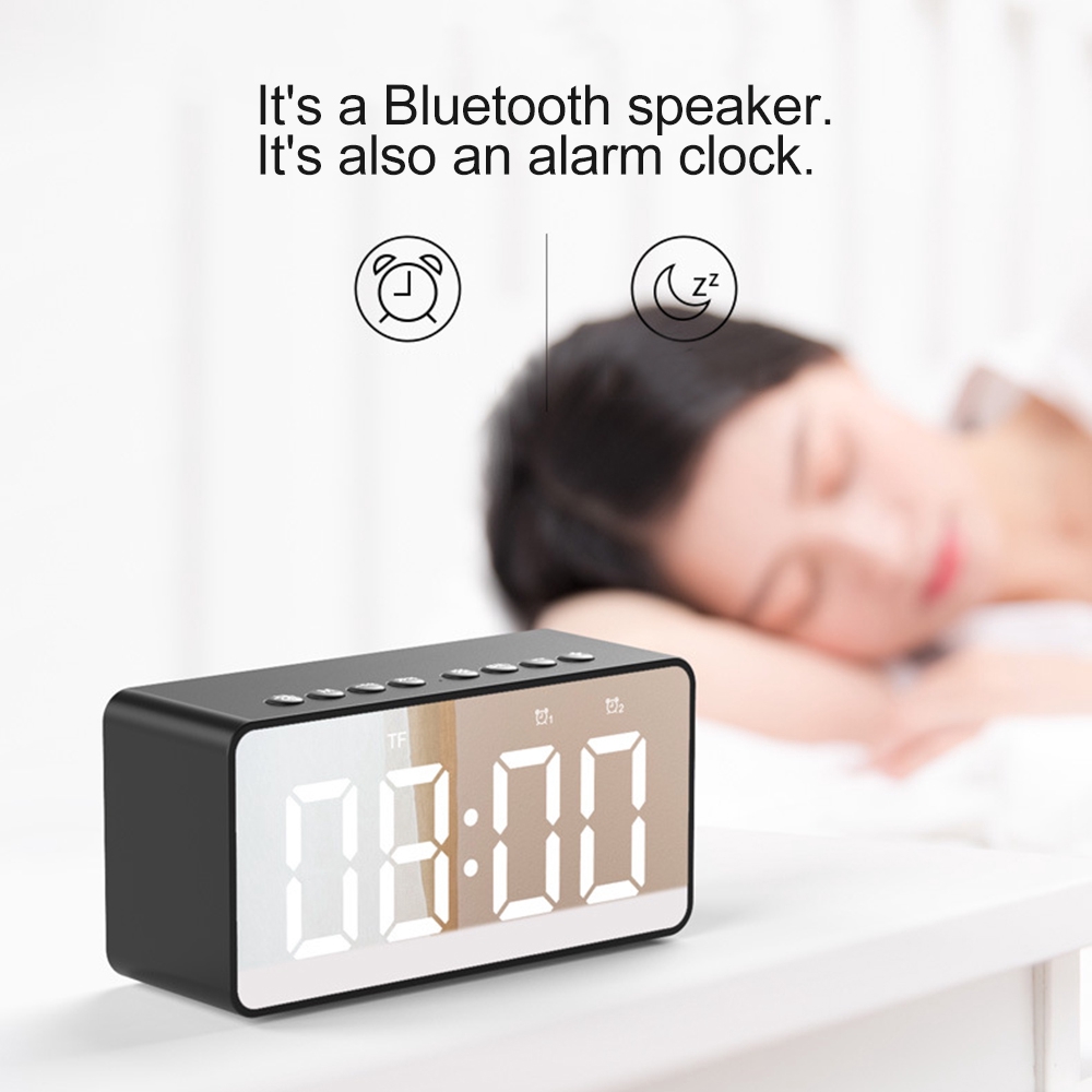Loa Bluetooth mini kiêm đồng hồ báo thức và gương