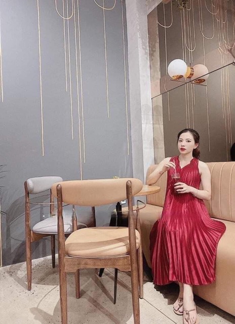 Đầm dập ly cổ V cao cấp Thái Lan siêu đẹp