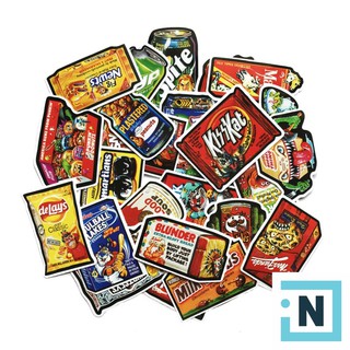 Set 50 Sticker Dán Thực Phẩm Đóng Hộp PVC Chống Nước | Dán Điện Thoại | Dán Laptop | Dán Mũ Bảo Hiểm | Dán Vali