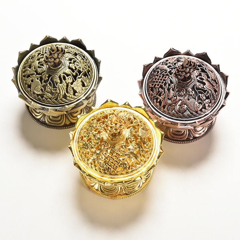 Hộp Đốt Trầm Hương Bằng Gỗ Hình Hoa Sen Kèm 3 Ngăn Tiện Lợi