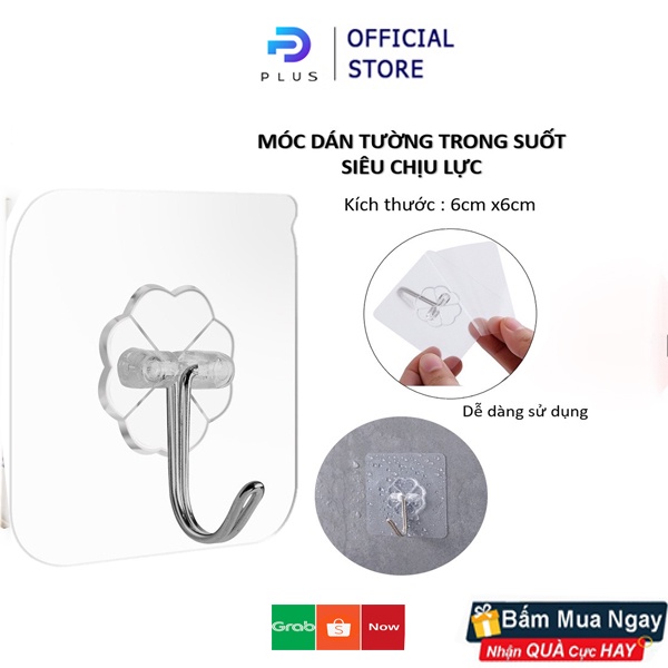 Móc Dán Tường Siêu Dính Trong Suốt Chịu Lực Tốt Treo Tường Chắc Chắn 6x6 cm