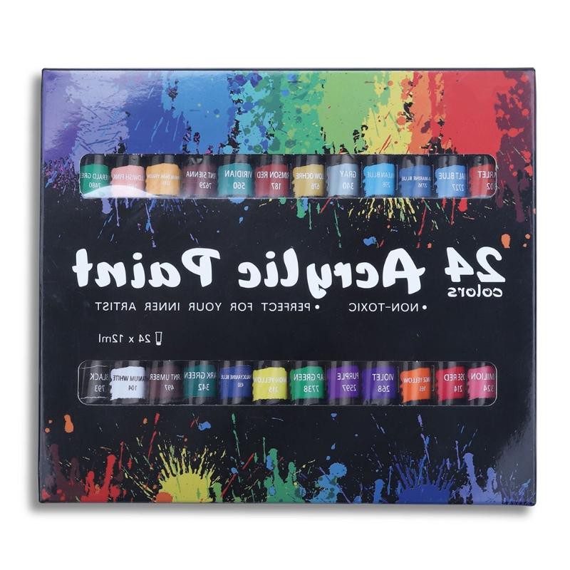 (Hàng Mới Về) Set Sơn Acrylic 24 Màu 12ml Không Độc Hại Không Độc Hại Dành Cho Người Mới Bắt Đầu