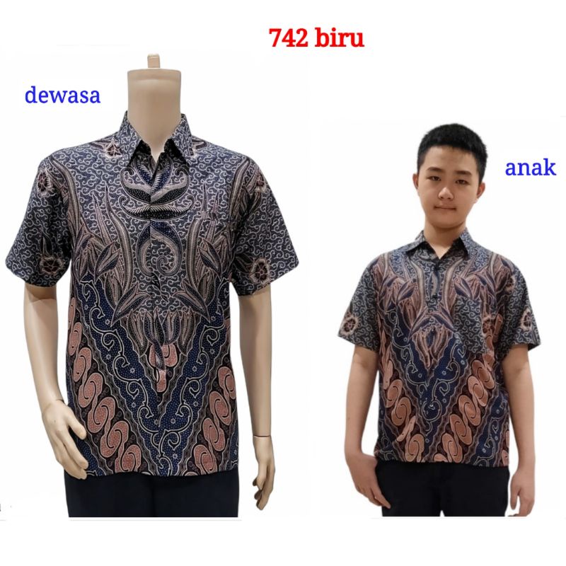 Áo sơ mi nam vải batik màu xanh dương size M - lớn 5L 742