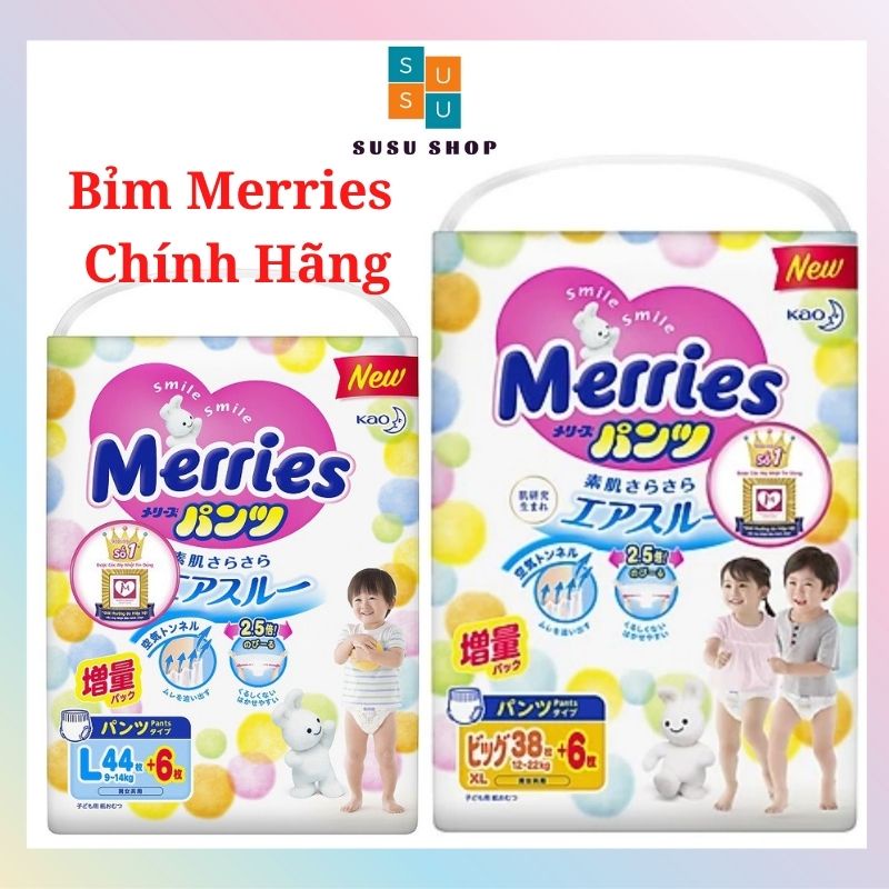 Bỉm Merries Cộng Miếng Nội Địa/Nhập Khẩu Dán/Quần đủ size Newborn96/S88/M58/M64/L44/L56/XL38/XL50