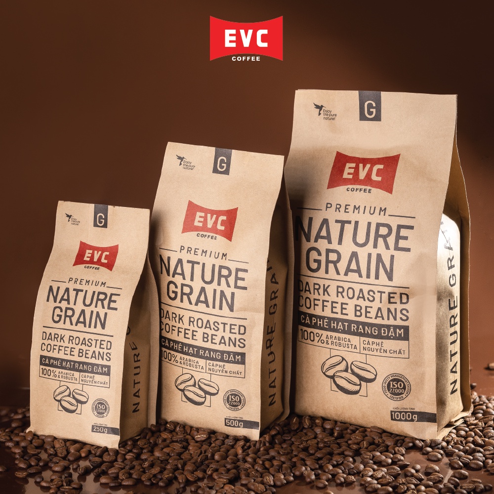 Cà phê hạt Honey - EVC Nature Grain -  Arabica Cầu Đất & Robusta thuần chủng - 100% Rang mộc, Nguyên chất
