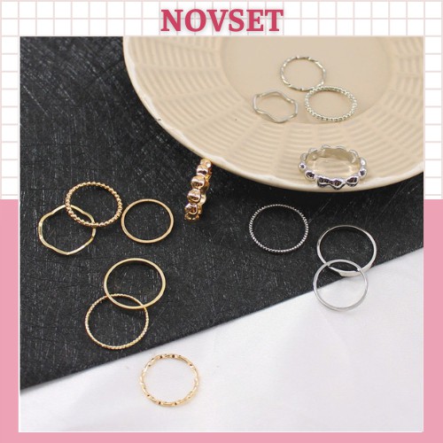 set 7 nhẫn trơn cá tính, sang trọng [ Novset ]