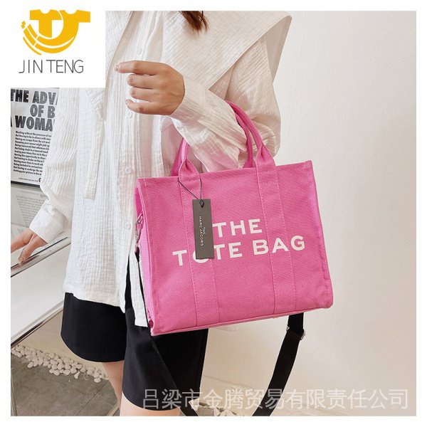 Túi Xách Vải Canvas Màu Trơn In Chữ Cỡ Lớn 2022 Thời Trang Cho Nữ