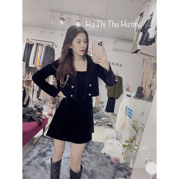 Set váy 2 dây Nhung kèm khoác