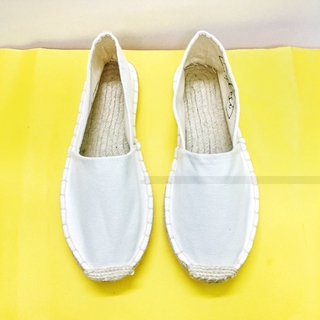 Giày Lười Đế Cói Vải Nam (Trắng)