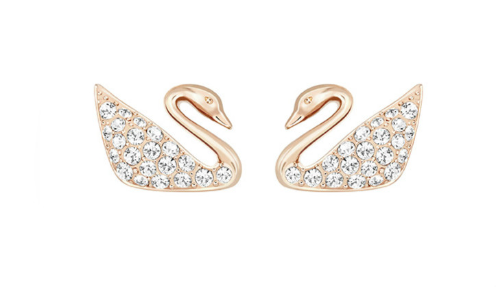 FLASH SALE 100% Swarovski Bông Tai Cá Tính Nữ SWAN Hoa tai thiên nga Sự đơn giản của Châu Âu và Châu Mỹ FASHION Earrings trang sức đeo Trang sức