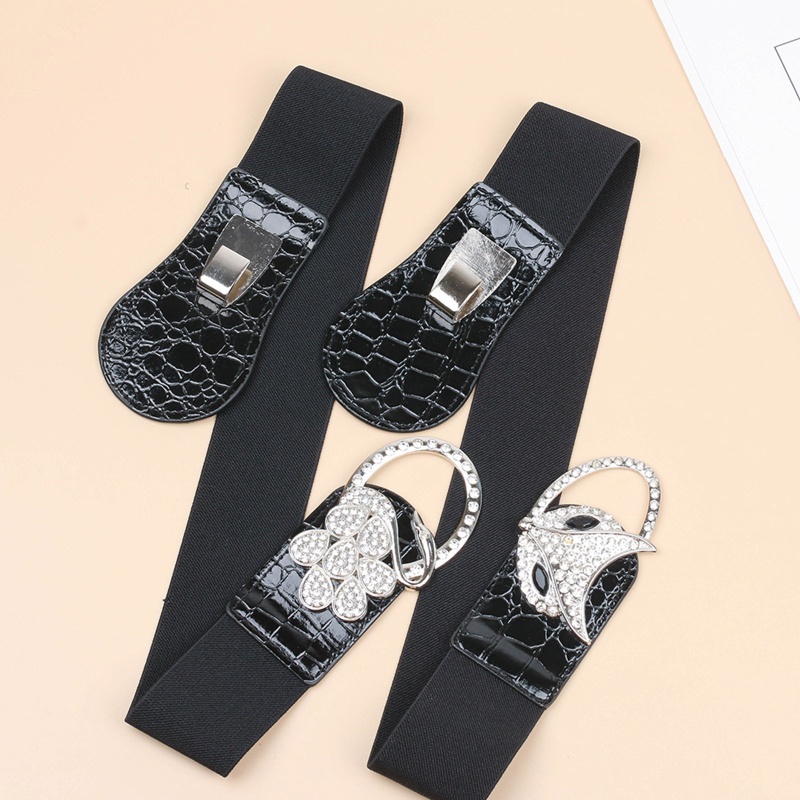 Thắt Lưng Da PU Bản Rộng Màu Trơn Co Giãn Phong Cách Gothic Thời Trang Cho Nữ