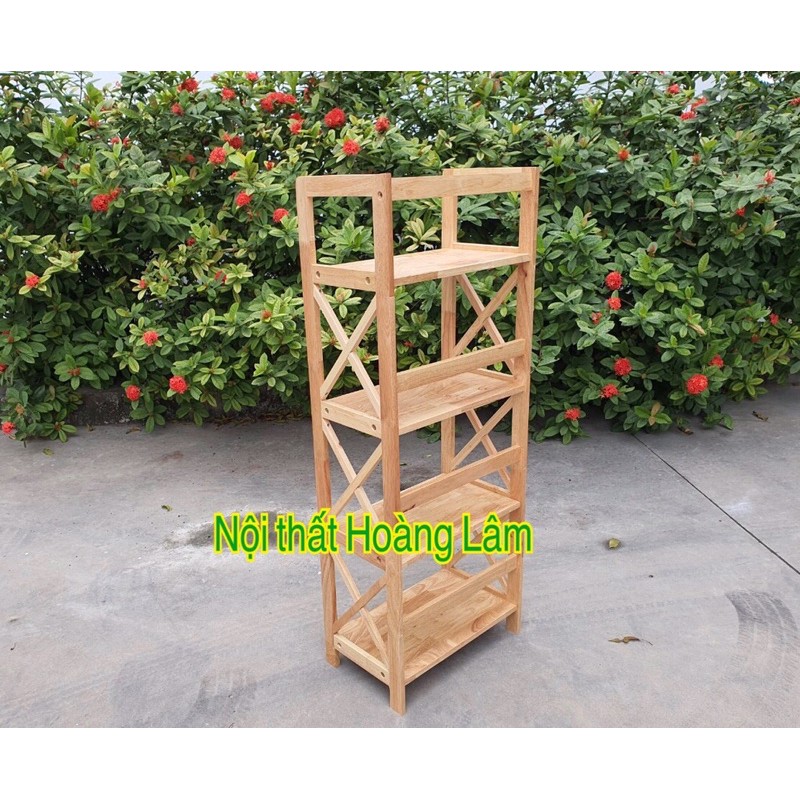 Kệ sách chữ X dài 60cm, 4 tầng gỗ cao su