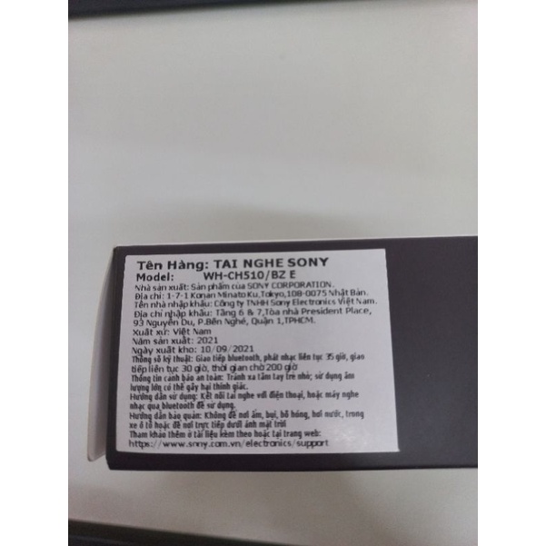 Sony WH-CH510 - Tai nghe không dây Over-ear màu Đen, Bluetooth 5.0, pin 35 giờ