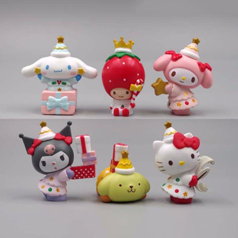 Bộ 6 mô hình đồ chơi nhân vật Kuromi bằng pvc đáng yêu dùng trang trí nhà cửa