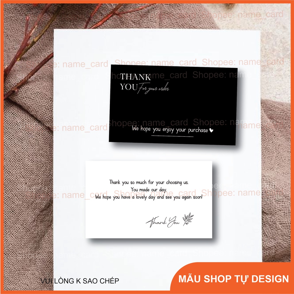 (Combo 100 cái) Name card cảm ơn, thank you card gói hàng có sẵn tại shop