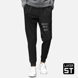 Quần jogger nam nữ bó ống thun cạp chun kẻ sọc co giãn vải mềm mịn may chắc chắn màu đen trẻ trung Hàn Quốc TT27