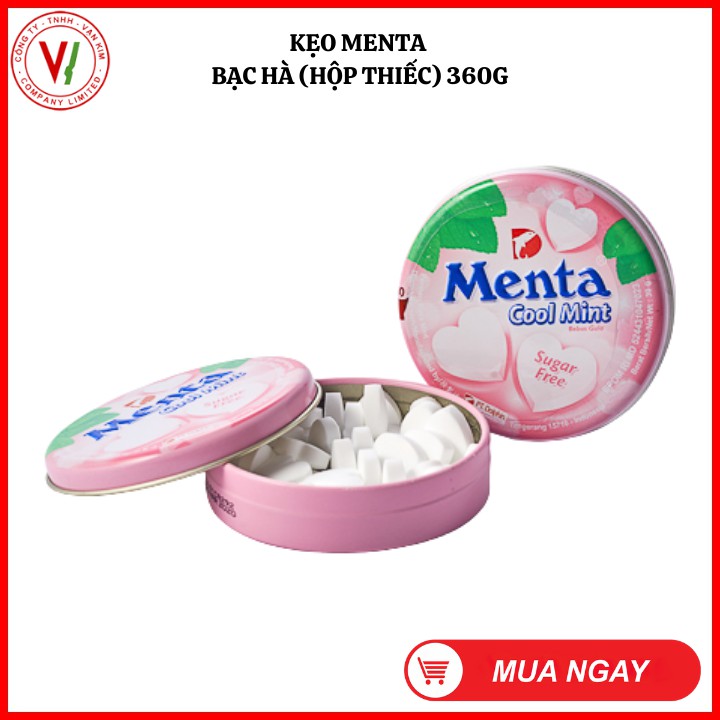 Kẹo ngậm không đường Menta Cool Mint Bạc Hà (Hộp thiếc) (6 x 30g x 12 hộp) - Hàng phân phối độc quyền