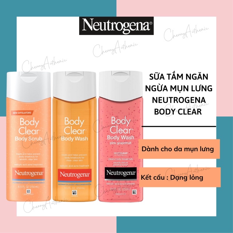 Sữa Tắm Ngăn Ngừa Mụn Neutrogena Body Clear Body Wash, Body Scrub & Pink Grapefruit (250ml)