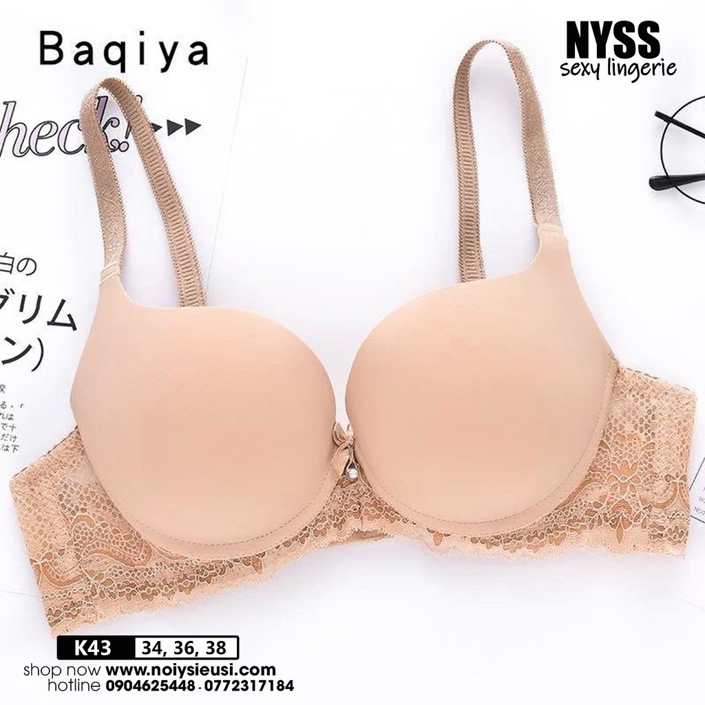 Áo Nâng Ngực Baqiya K43 - Áo Ngực Mút Dày 3cm Trơn Dây Ren Gợi Cảm Nâng Ngực Hoàn Hảo