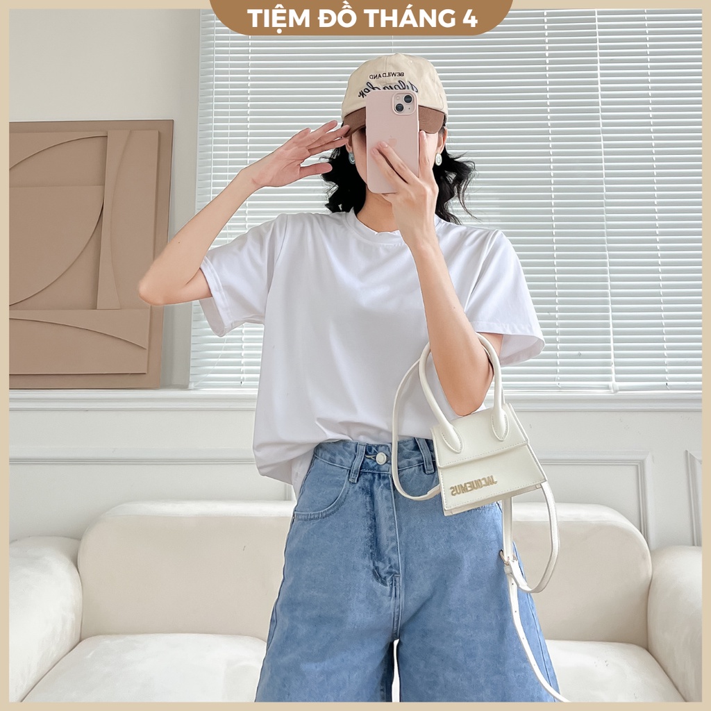 Áo Thun Nữ Tay Ngắn Vải Cotton Dày Dặn Cổ Tròn TIỆM ĐỒ THÁNG 4 THUN BASIC