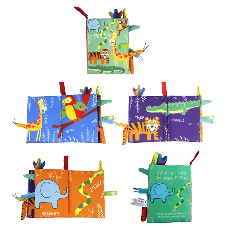 Sách vải 3D hình đuôi động vật dễ thương giáo dục theo phương pháp montessori hiệu quả cho bé