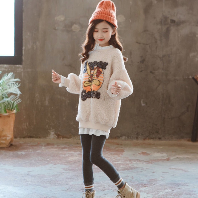 Áo len lông hoạ tiết thỏ tinh ngịch cho bé gái cho bé gái (18kg-45kg, 120-170cm) N00906