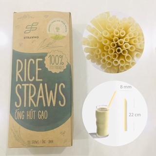 Strawng - ống hút gạo - màu trắng 8mm x 22cm